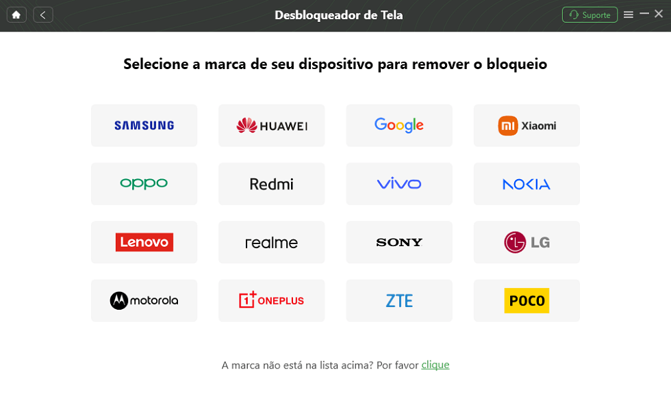 Escolha a marca de seu dispositivo