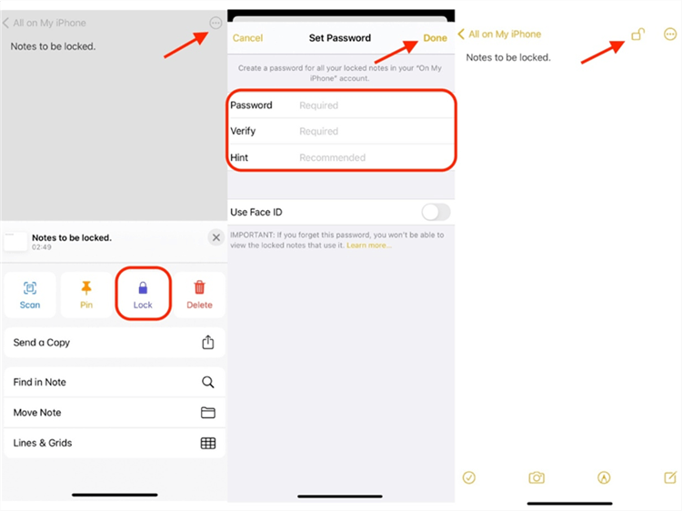 Set up Notes Password in the Notes App