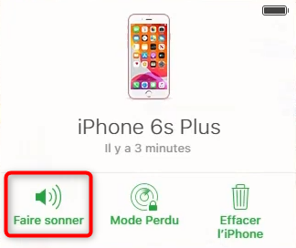 Cliquez sur Faire sonner