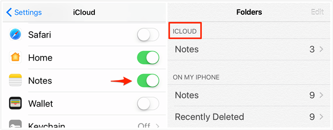 Turn on Notes in iCloud