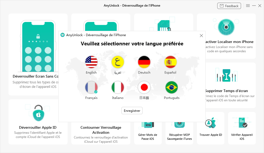 Définir la langue pour AnyUnlock