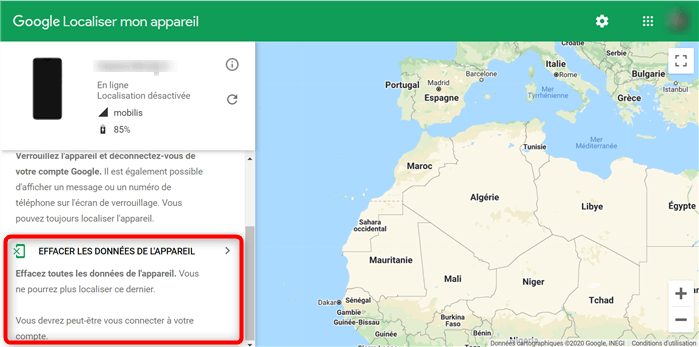 Effacer les données de l’appareil