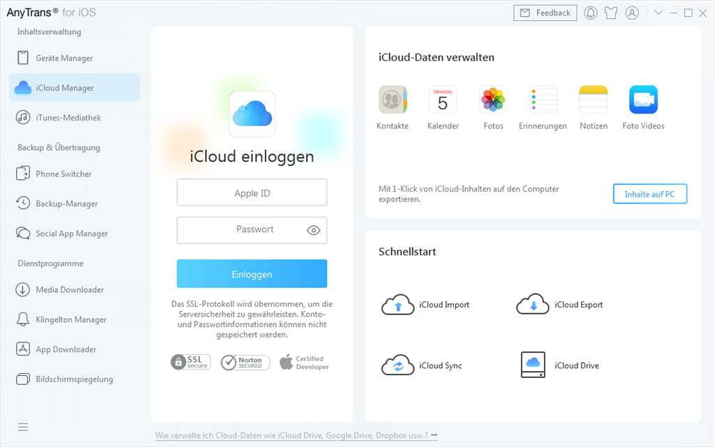 icloud-manager-einloggen