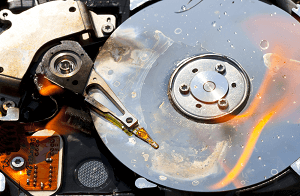  An illustration of a crashed hard drive