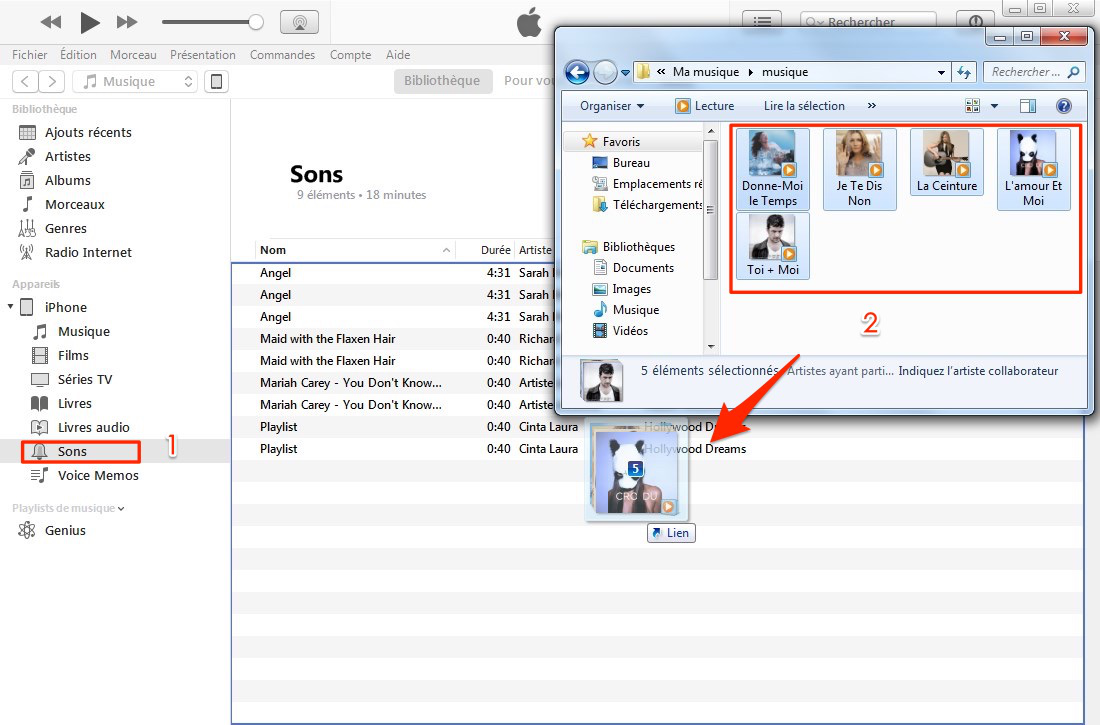 Déplacer les sonneries sur iPhone via iTunes 12.7
