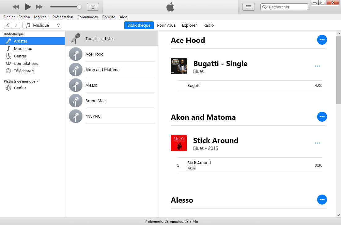 L'interface principale d'iTunes