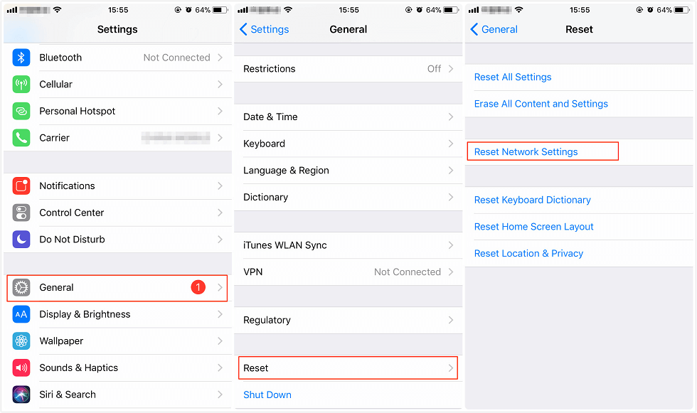 Reset Network Settings on iPhone