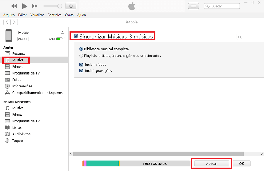 Sincronizar Músicas para iPod em iTunes