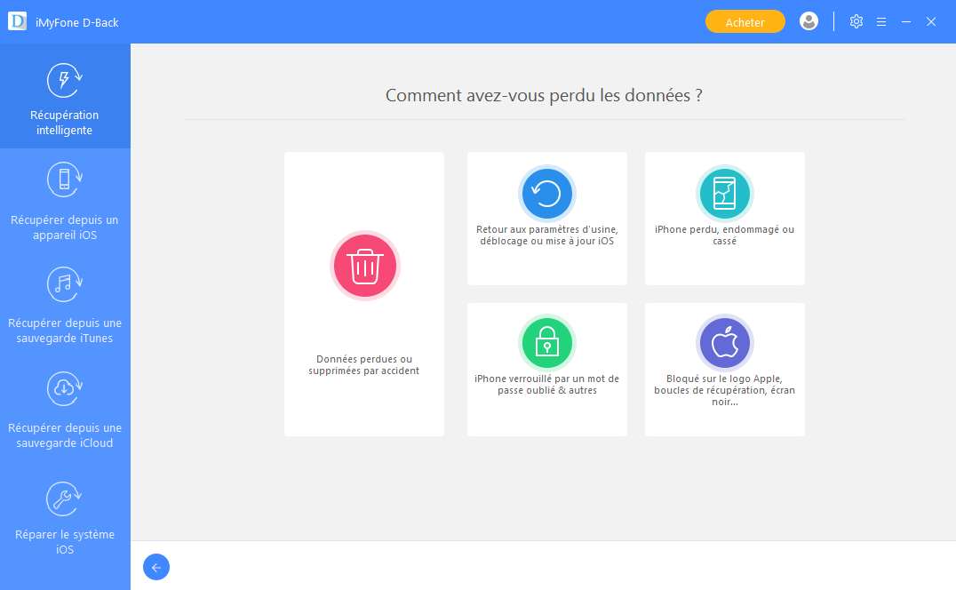 Logiciel de récupération de données iPhone – iMyFone D-Back