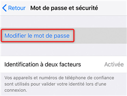 Réinitialisation du mot de passe Apple