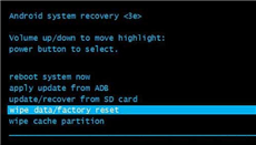 Move to Wipe Data/Factory Reset