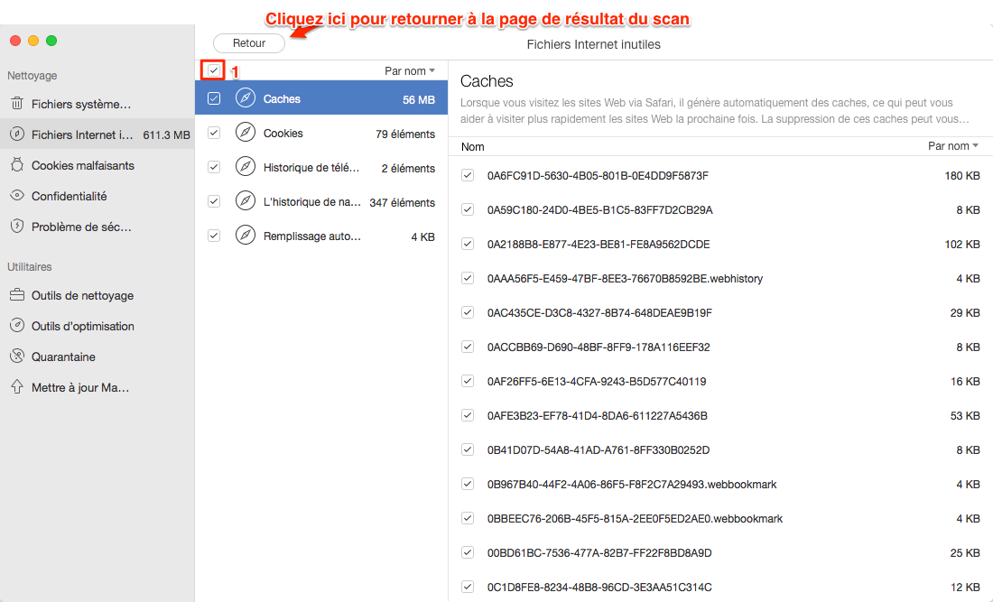Nettoyer Safari sur Mac avec l'aide de MacClean - étape 3