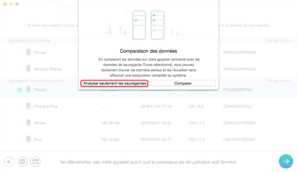 Analyser seulement les sauvegardes 