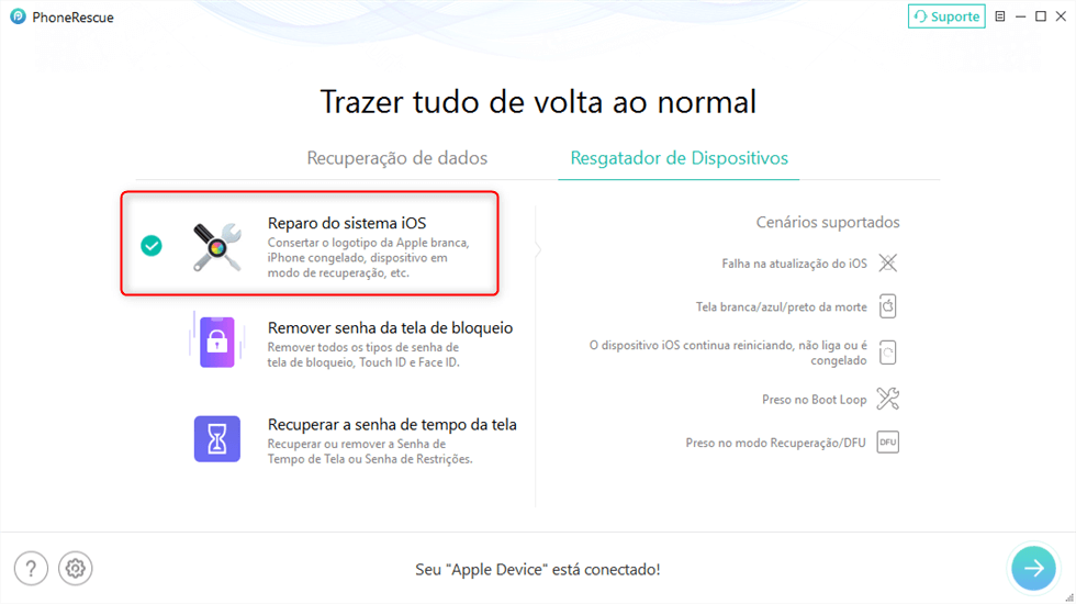 Escolha Reparar Sistema iOS