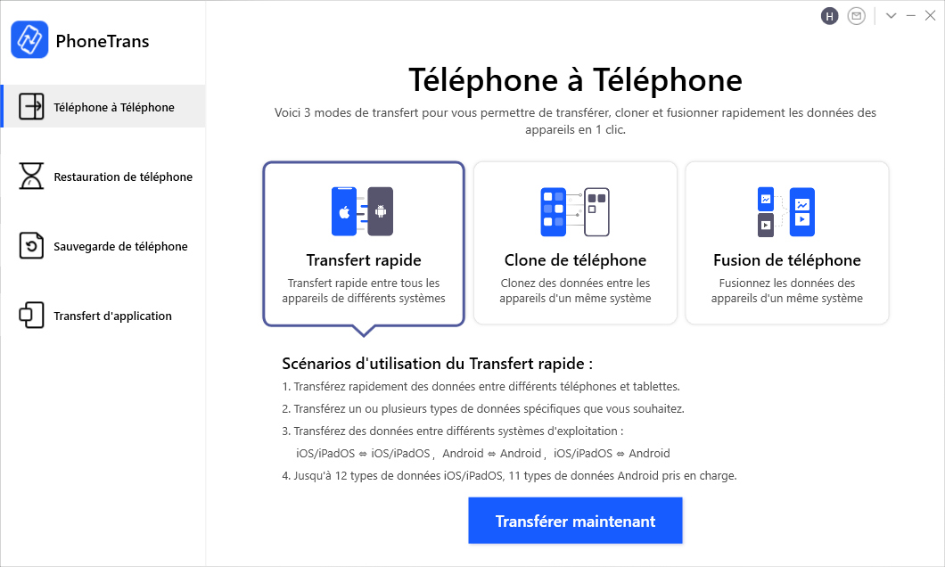 Transfert de téléphone vers téléphone