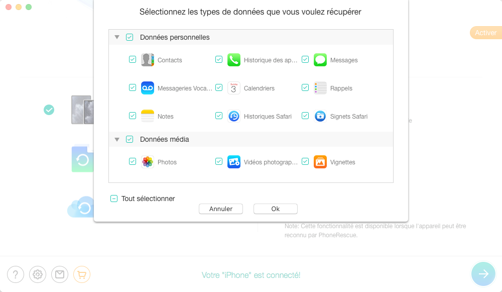 Décocher l'option Tout sélectionner