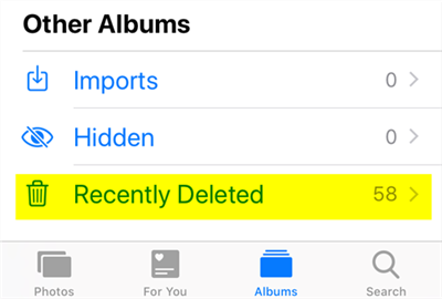 Recently Deleted Folder on iPhone