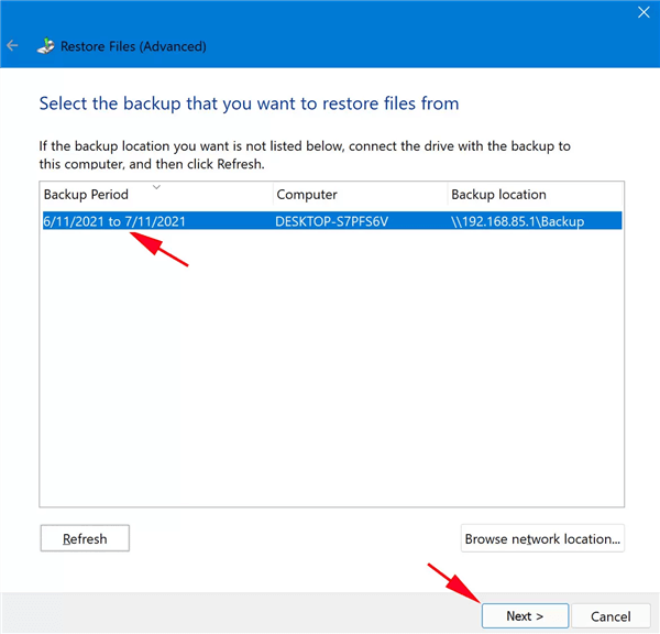 Recover Data from Bakup