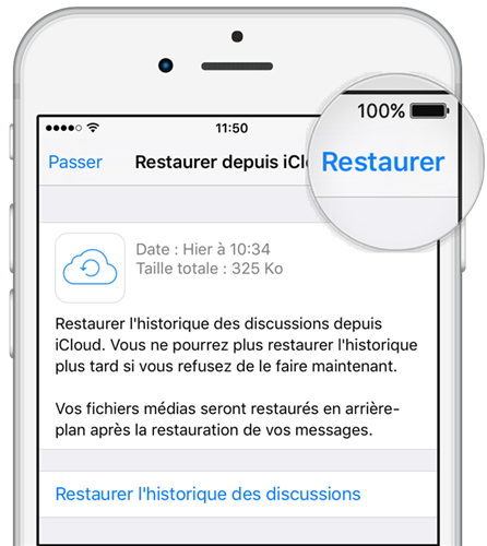 Récupérer conversations supprimées WhatsApp depuis iCloud