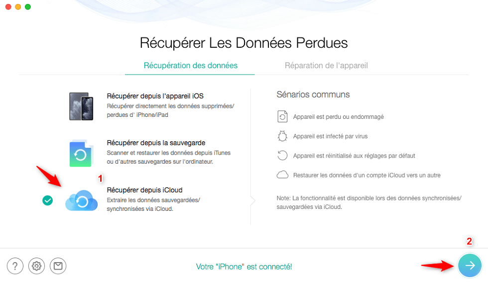 Récupérer depuis iCloud