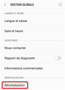 Lancement de la réinitialisation du téléphone