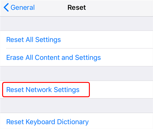 Reset the Network Settings