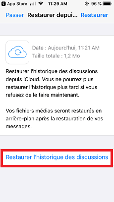 Restaurer l’historique des discussions