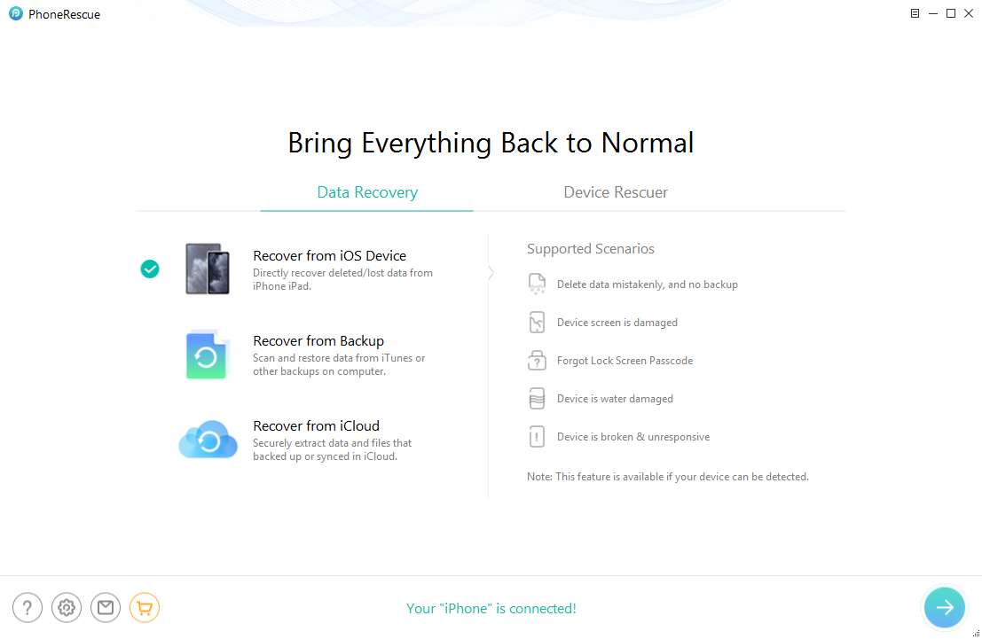 Retrieve Data from Broken iPhone via PhoneRescue for iOS