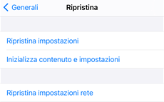 ripristina le impostazioni di rete ai valori predefiniti di fabbrica