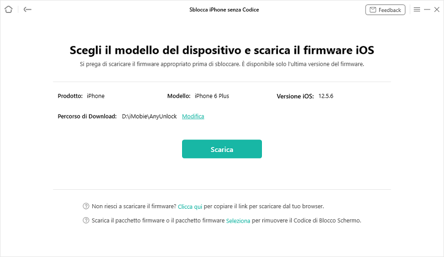 Scarica il pacchetto firmware per sbloccare iPhone