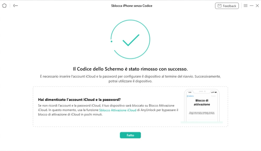 Sbloccato con successo" iPhone non disponibile"