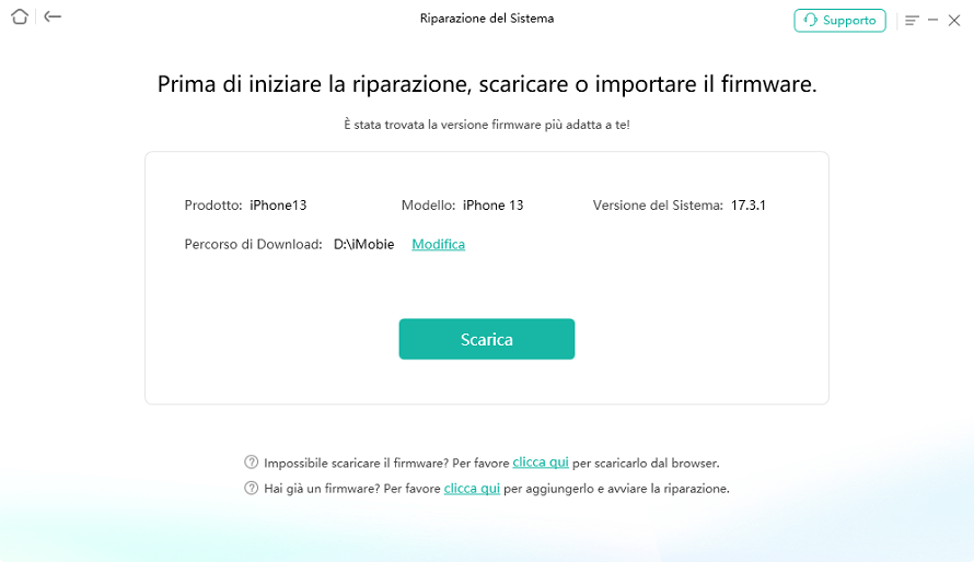 Scarica il firmware appropriato