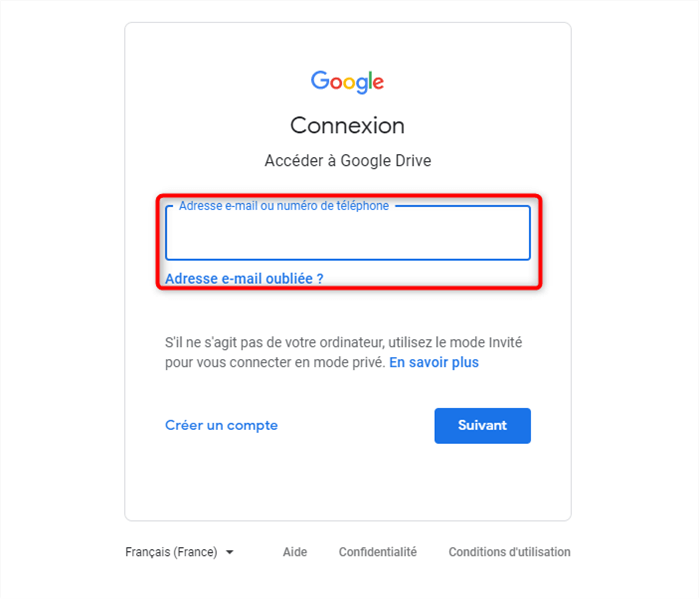 Connexion à Google Drive