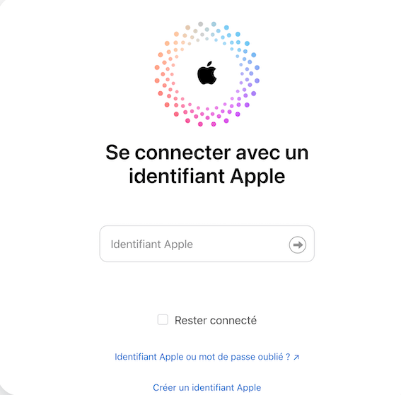 Connectez-vous avec votre identifiant Apple