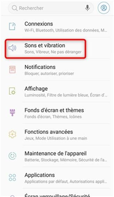 Cliquez sur Sons et vibration