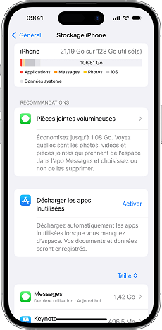 Stockage iphone icloud