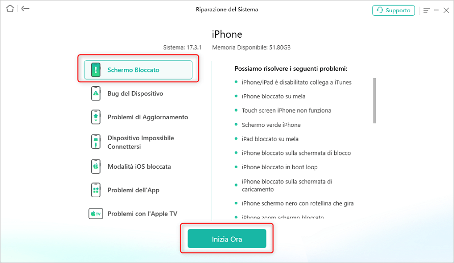 Seleziona Schermo bloccato