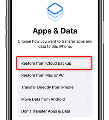 Restore iPhone from iCloud Backup