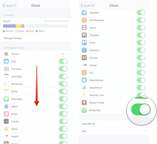 تأكد من تشغيل خيار WhatsApp Sync