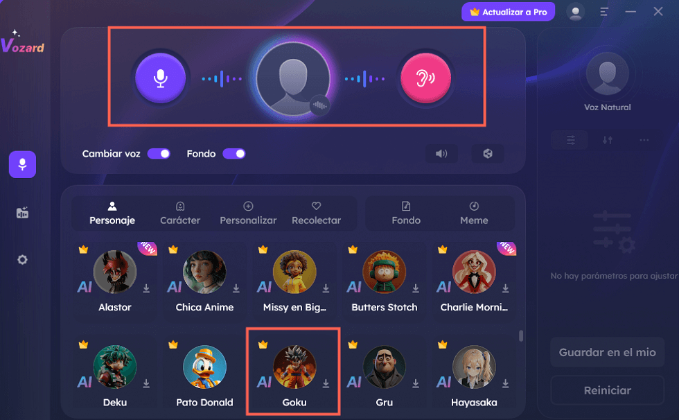 Cambiar tu voz a la de Goku en tiempo real