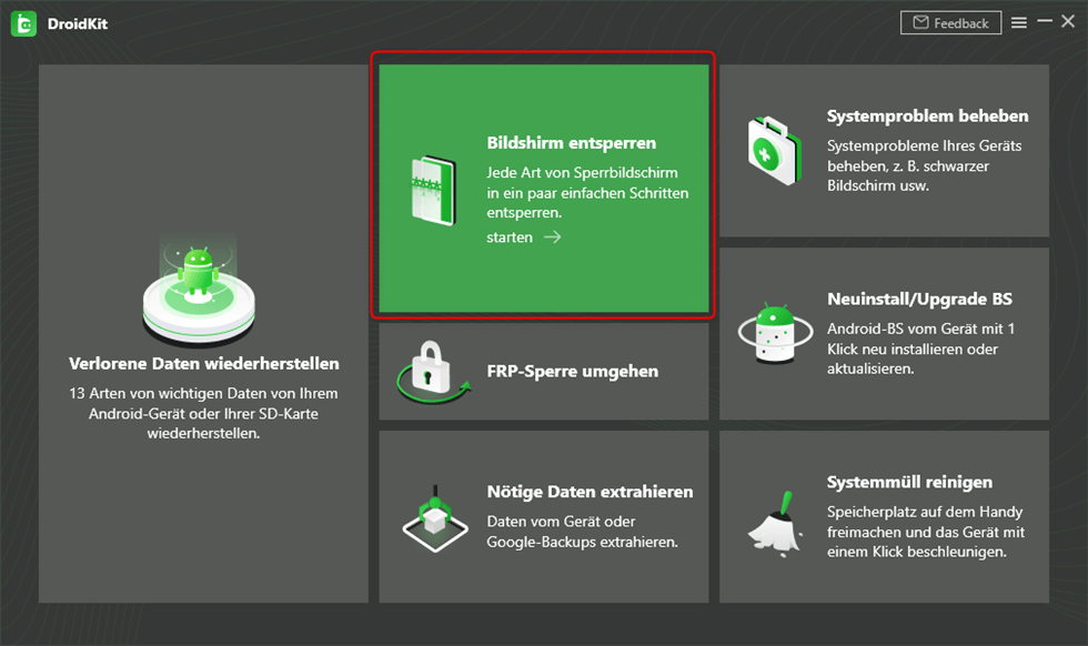 Wählen Sie Bildschirm entsperren